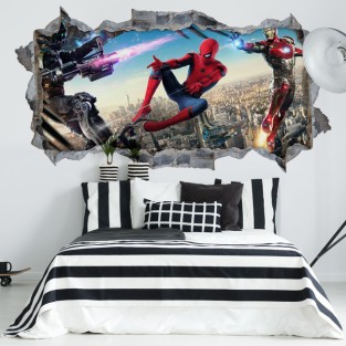 Vinilos paredes iron man y spiderman 3d
